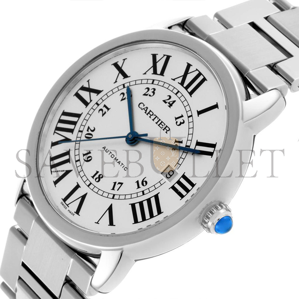 CARTIER RONDE SOLO DE CARTIER XL SILVER DIAL AUTOMATIC STEEL WATCH W6701011